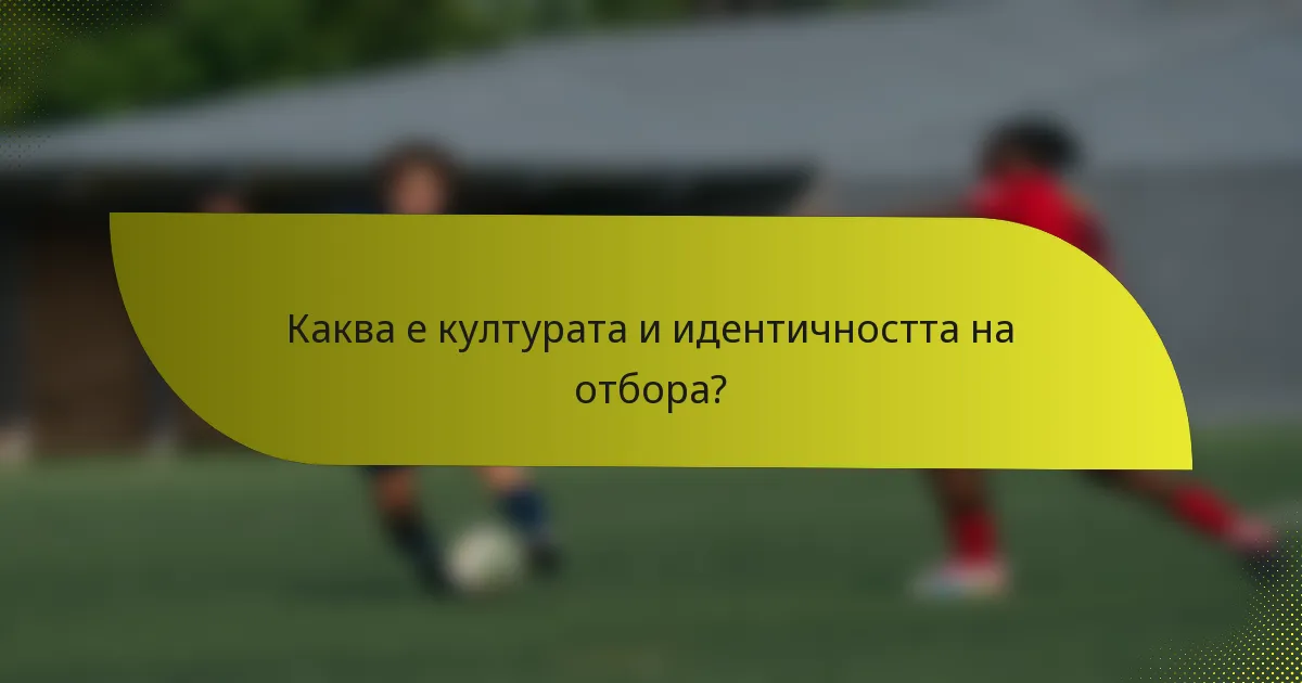 Каква е културата и идентичността на отбора?